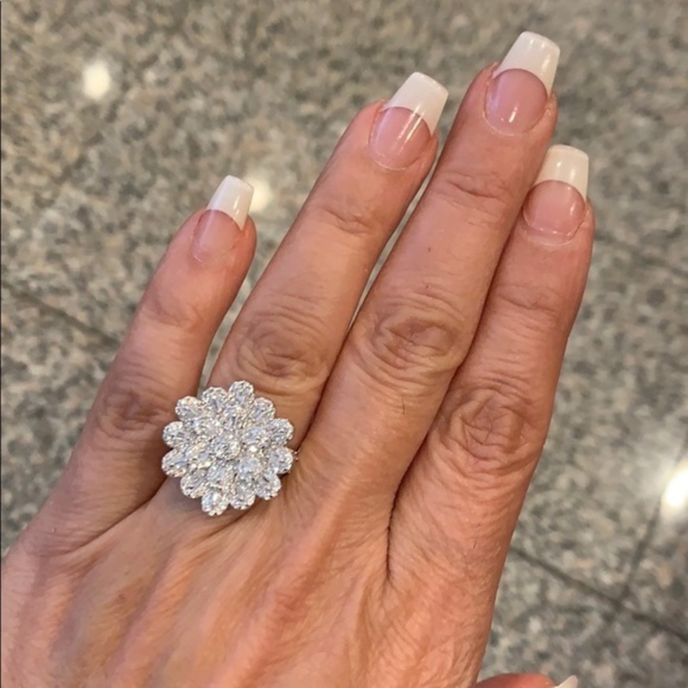 Sterling Silver large Flower Ring 6 7 8 9